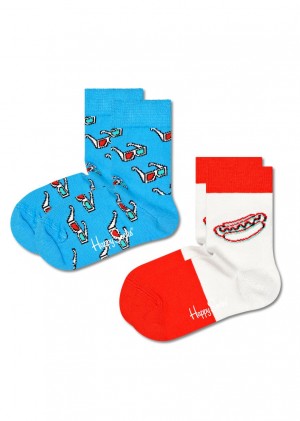 Happy Socks 2-Pack 3D Hotdog Socken Kinder Hellblau | Schweiz 60571SRZU