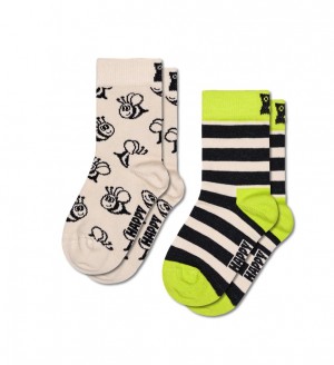 Happy Socks 2-Pack Bee Socken Kinder Weiß | Schweiz 95273OZJG