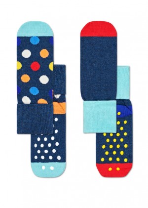 Happy Socks 2-Pack Big Dot Anti-Slip Socken Kinder Blau | Schweiz 54786TVBH