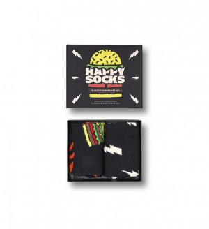 Happy Socks 2-Pack Blast Off Burger Socks Gift Set Unisex Schwarz | Schweiz 45876HELF