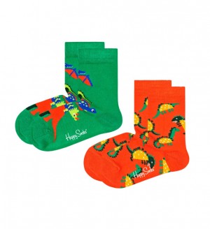 Happy Socks 2-Pack Dinos Socken Kinder Dunkelorange | Schweiz 04962IZUR