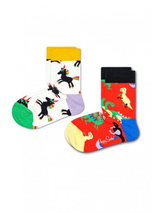 Happy Socks 2-Pack Dinosaur Socken Kinder Weiß | Schweiz 92187HWSU