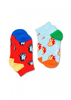 Happy Socks 2-Pack Dog & Bunny Low Socken Kinder Rot | Schweiz 94017KYDE