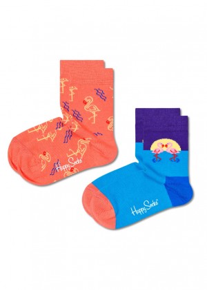 Happy Socks 2-Pack Flamingo Socken Kinder Hellorange | Schweiz 45278DXMC