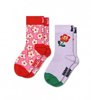 Happy Socks 2-Pack Flowers Socken Kinder Rosa | Schweiz 29175IJQV