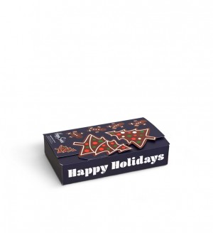 Happy Socks 2-Pack Gingerbreat Cookies Socks Gift Set Unisex Navy | Schweiz 42915QRMB