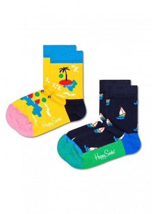 Happy Socks 2-Pack Island In The Sun Socken Kinder Gelb | Schweiz 78023MCWT