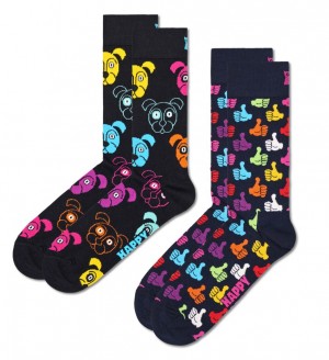 Happy Socks 2-Pack Klassische Dog Socken Unisex Schwarz | Schweiz 51820LMIR