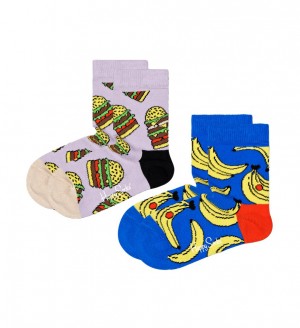 Happy Socks 2-Pack Lunchtime Socken Kinder Helllila | Schweiz 95632ZSWB