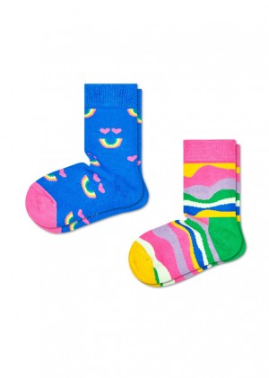 Happy Socks 2-Pack Rainbow Smile Socken Kinder Blau | Schweiz 21097UIQL