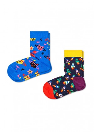 Happy Socks 2-Pack Space Cat Socken Kinder Blau | Schweiz 24365NLDC