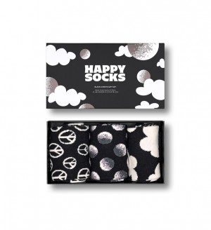 Happy Socks 3-Pack Black And White Socks Gift Set Unisex Schwarz | Schweiz 27648EGMV