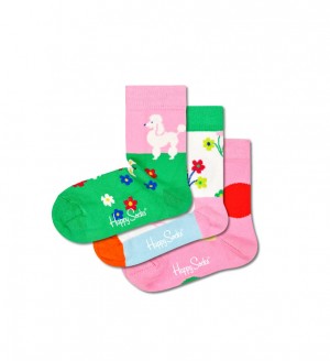 Happy Socks 3-Pack Flower Gift Set Kinder Grün | Schweiz 82739UTPV