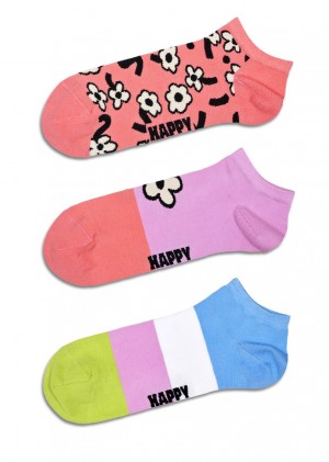 Happy Socks 3-Pack Flower Low Socken Unisex Dunkelrosa | Schweiz 61578PSAR