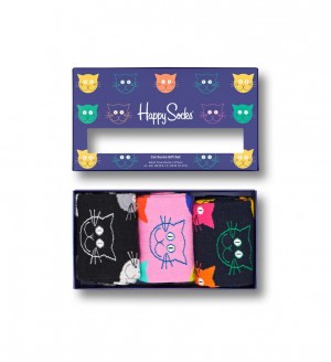 Happy Socks 3-Pack Mixed Cat Socks Gift Set Unisex Navy | Schweiz 92637GVUJ