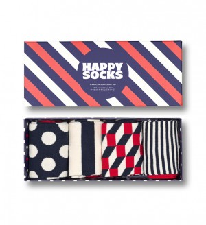 Happy Socks 4-Pack Klassische Navy Socks Gift Set Unisex Navy | Schweiz 05392HWLQ