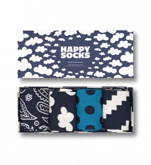 Happy Socks 4-Pack Moody Blues Socks Gift Set Unisex Navy | Schweiz 86752IZOW