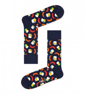 Happy Socks Beer And Sausage Socken Unisex Navy | Schweiz 90871BODH