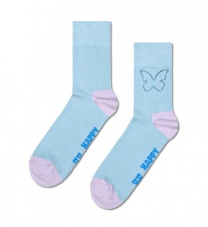 Happy Socks Butterfly Rhinestone 1/2 Crew Socken Unisex Blau | Schweiz 51072HABG