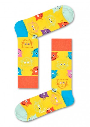 Happy Socks Cat Socken Unisex Hellgelb | Schweiz 34159SBUJ