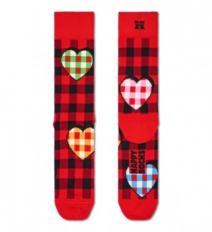 Happy Socks Checked Heart Socken Unisex Rot | Schweiz 05182YEUC