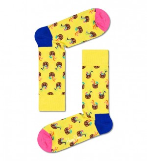 Happy Socks Coconut Cocktail Socken Unisex Gelb | Schweiz 28617UJWI