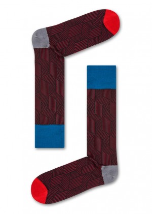 Happy Socks Dressed Cube Socken Unisex Rot | Schweiz 19830FPEQ