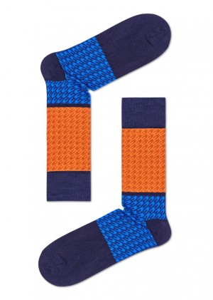 Happy Socks Dressed Dog Tooth Crew Socken Unisex Navy | Schweiz 94358DIAW