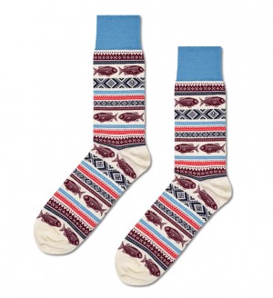 Happy Socks Dressed Fish Jacquard Socken Unisex Beige | Schweiz 70856LDUO