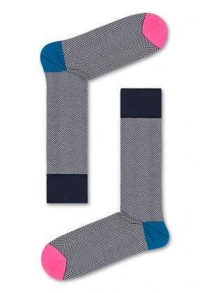 Happy Socks Dressed Herringbone Socken Unisex Navy | Schweiz 26948XIAF