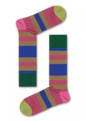 Happy Socks Dressed Multi Stripe Socken Unisex Grün | Schweiz 41378FWBH