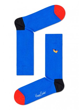 Happy Socks Embroidery Hot Dog Dog Socken Unisex Blau | Schweiz 60541TSWL