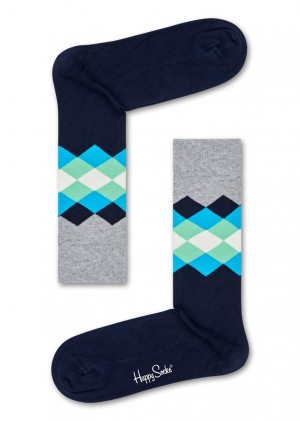 Happy Socks Faded Diamond Socken Unisex Navy | Schweiz 45036CGKZ