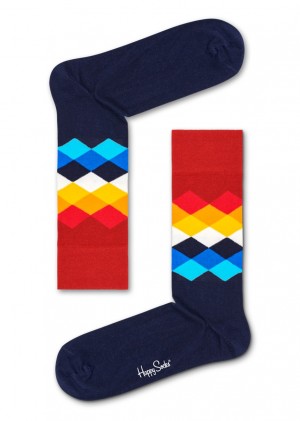 Happy Socks Faded Diamond Socken Unisex Navy | Schweiz 35672YXDN