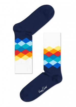 Happy Socks Faded Diamond Socken Unisex Navy | Schweiz 05486PFQV