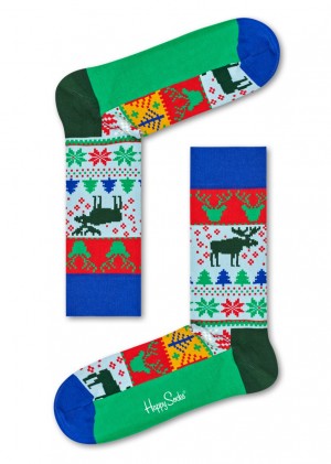 Happy Socks Fair Isle Socken Unisex Grün | Schweiz 80965KYTI