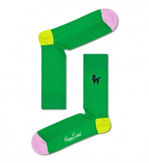 Happy Socks Gerippt Embroidery Poodle Socken Unisex Grün | Schweiz 84560LSXO