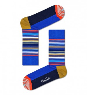 Happy Socks Half Stripe Socken Unisex Blau | Schweiz 86435OEHU