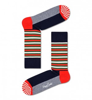 Happy Socks Half Stripe Socken Unisex Navy | Schweiz 45289AKWZ