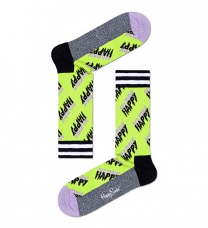 Happy Socks Happy Logo Thin Crew Socken Unisex Hellgrün | Schweiz 51309XOEY