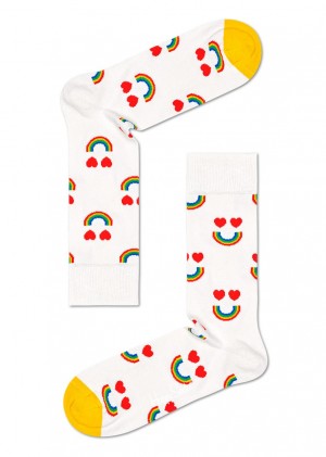 Happy Socks Happy Rainbow Socken Unisex Weiß | Schweiz 39642BSIZ