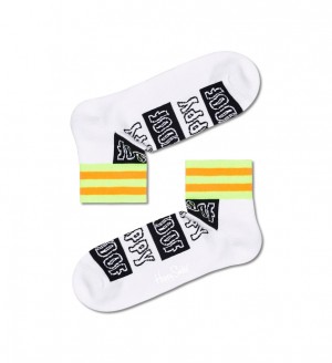 Happy Socks Happy Stripe 1/4 Crew Socken Unisex Weiß | Schweiz 18576SFRT