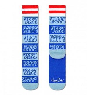 Happy Socks Happy Stripe Crew Socken Unisex Blau | Schweiz 46703QIKD