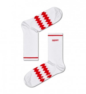 Happy Socks Happy Zig Zag 3/4 Crew Socken Unisex Weiß | Schweiz 15483GHDK