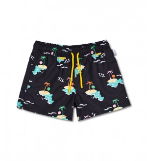 Happy Socks Island In The Sun Badehose Kinder Schwarz | Schweiz 62430DTYF