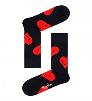 Happy Socks Jumbo Smiling Heart Socken Unisex Schwarz | Schweiz 92860TSWB