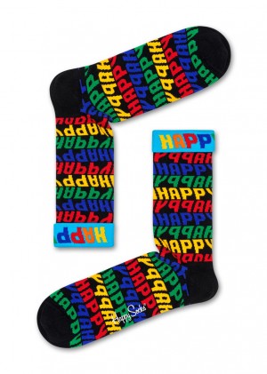 Happy Socks Jumbo Text Socken Unisex Schwarz | Schweiz 68947GSEB