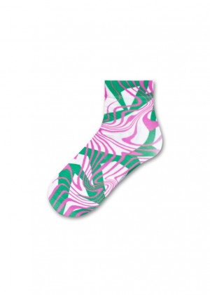 Happy Socks Mia Print Ankle Socken Damen Weiß Grün | Schweiz 70915HYUC