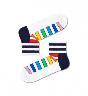 Happy Socks Multi Stripe1/4 Crew Socken Unisex Weiß | Schweiz 29513OJQW