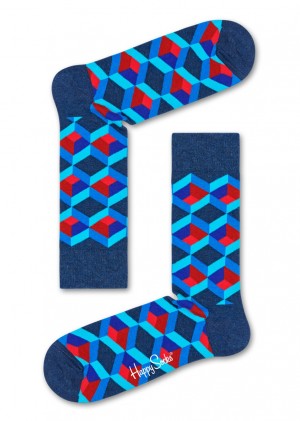 Happy Socks Optic Squre Socken Unisex Navy | Schweiz 78269EMSH